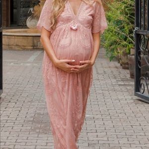 Light pink maternity maxi